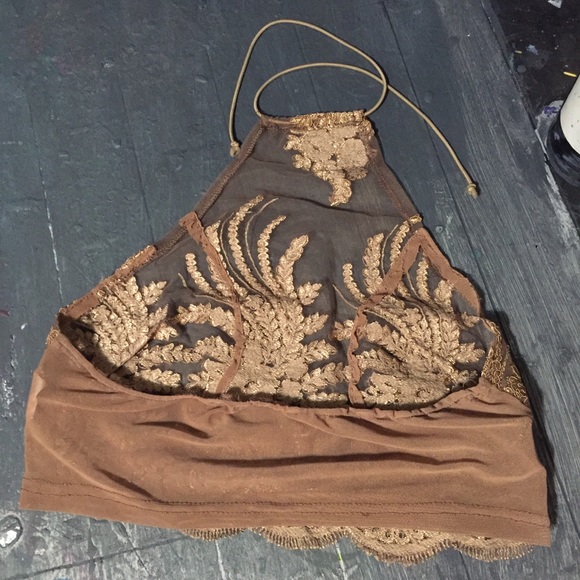 ✨sheer gold-embroidered halter✨ - Picture 5 of 8